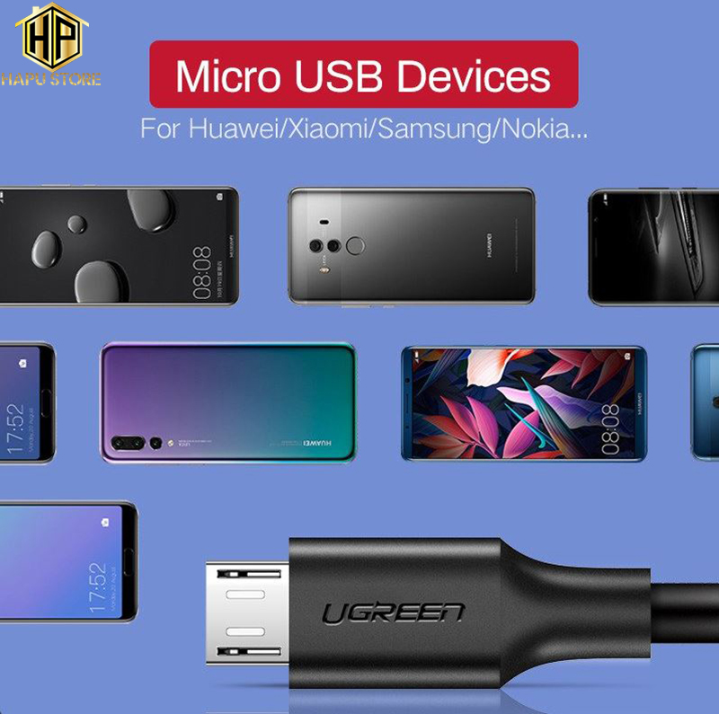 Ugreen 60135 - Cáp sạc điện thoại dài 0,5m chuẩn Micro USB cao cấp