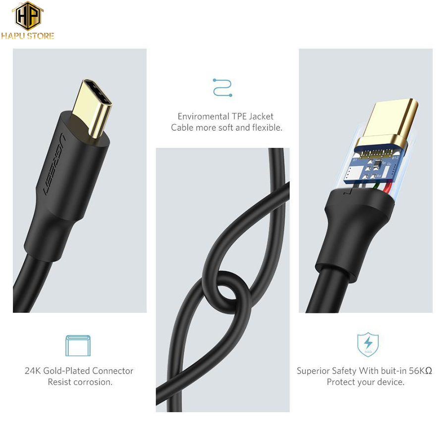 Cáp USB-C to USB 3.0 Ugreen 20882 dài 1m tốc độ cao chính hãng