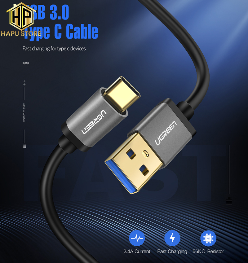 Cáp USB Type C to USB 3.0 Ugreen 30535 dài 2m cao cấp