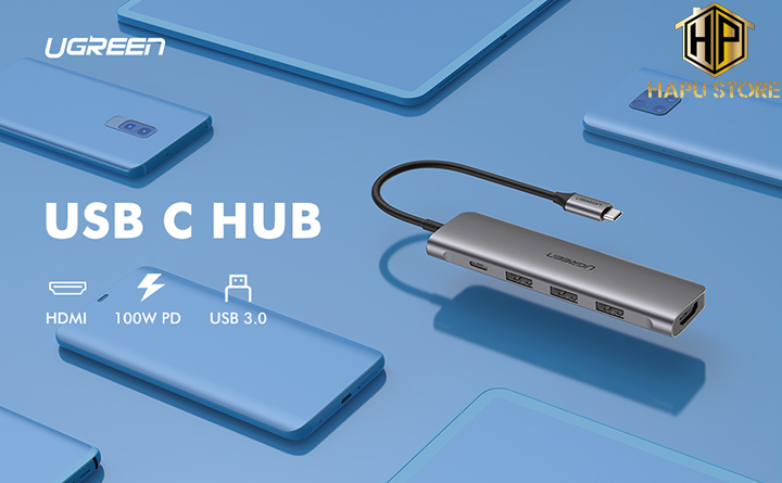 Ugreen 50209 - Cáp USB Type C sang HDMI / Hub USB 3.0 chính hãng