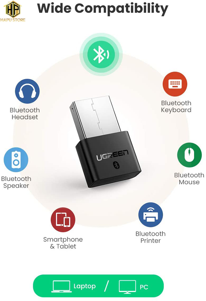 Ugreen 30524 - USB thu Bluetooth 4.0 màu đen chính hãng