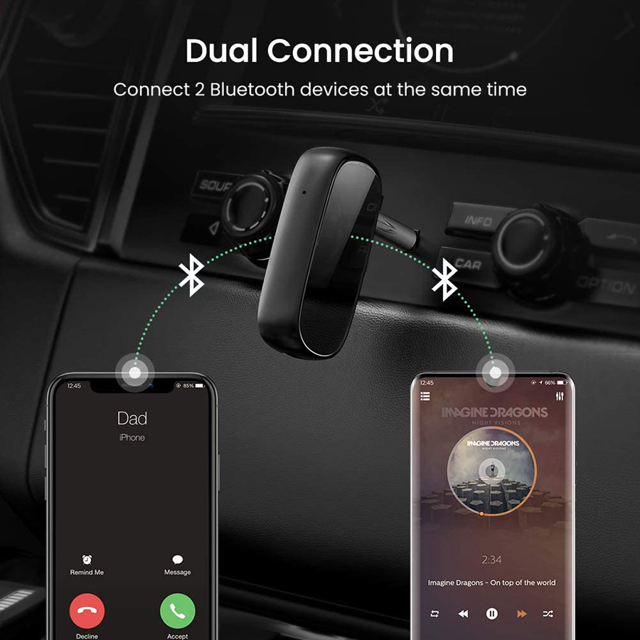 Bộ thu Bluetooth 5.0 Ugreen 70304 sử dụng trên ô tô hỗ trợ aptX LL chính hãng