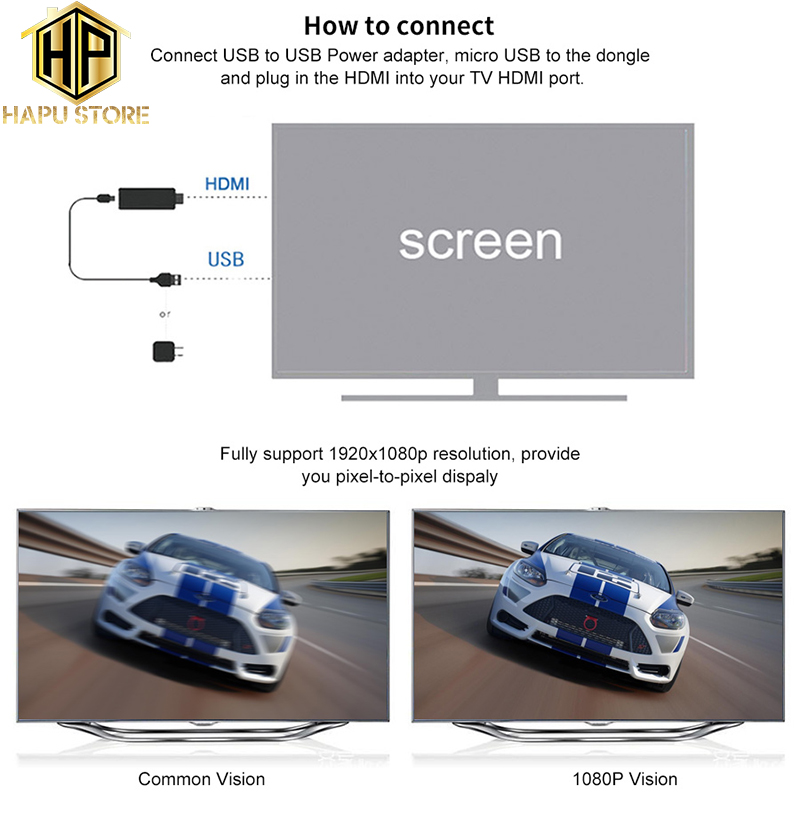 Kết nối HDMI không dây Anycast M4 Plus từ điện thoại ra tivi HDMI