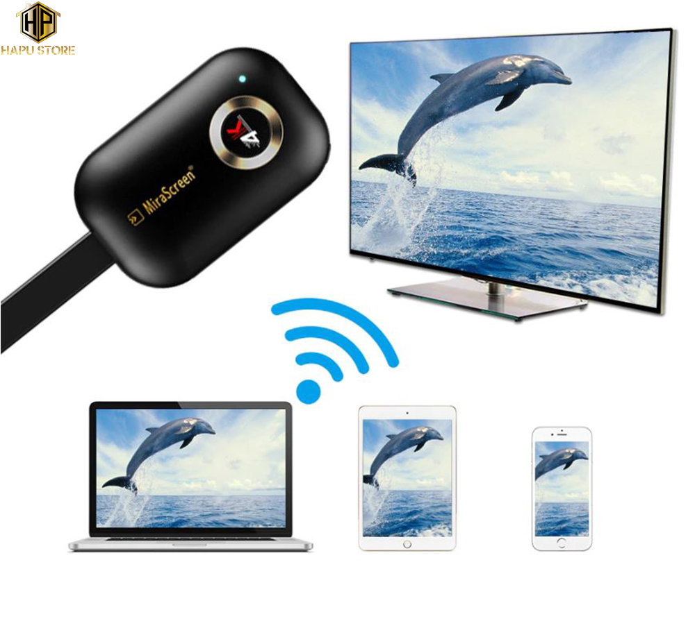 Kết nối HDMI không dây từ điện thoại sang tivi HDMI MiraScreen G9 Plus 2.4/5G cao cấp