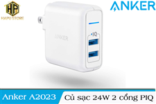 Anker A2023 - Củ sạc 24W 2 cổng USB hỗ trợ PIQ chính hãng