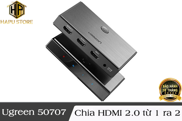 Bộ chia HDMI 1 ra 2 Ugreen 50707 chuẩn HDMI 2.0 hỗ trợ 4K,2K/60Hz cao cấp