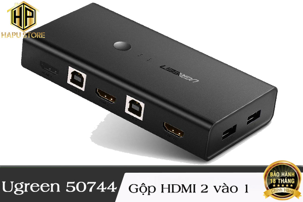 Bộ gộp HDMI 2 vào 1 Ugreen 50744 dùng chung phím chuột chính hãng