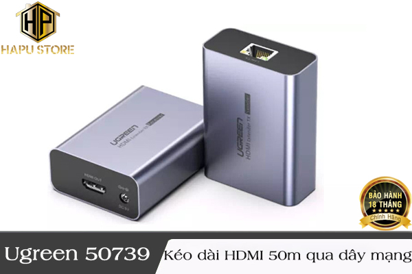 Bộ kéo dài HDMI 50m qua cáp mạng Lan Ugreen 50739 cao cấp
