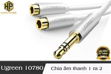 Cáp âm thanh 1 ra 2 Ugreen 10780 chuẩn 3.5mm chính hãng