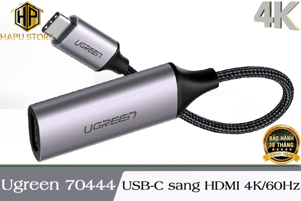 Cáp chuyển đổi USB-C sang HDMI 2.0 Ugreen 70444 chuẩn 4K/60Hz chính hãng