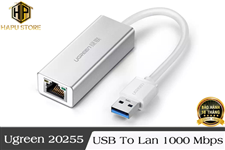 Cáp chuyển USB 3.0 to Lan Gigabit Ugreen 20255 màu trắng chính hãng