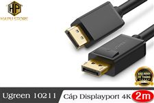 Cáp Displayport Ugreen 10211 dài 2m chuẩn 1.2 chính hãng