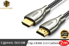 Cáp HDMI 2.0 Carbon Ugreen 50108 dài 2m chuẩn 4K,2K/60Hz cao cấp