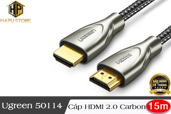 Cáp HDMI 2.0 Carbon Ugreen 50114 dài 15m chuẩn 4K,2K/60Hz cao cấp