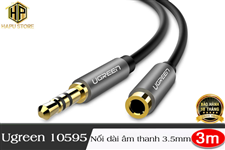 Cáp nối dài âm thanh Ugreen 10595 dài 3m chuẩn Audio 3.5mm chính hãng