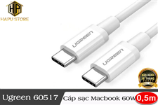 Cáp sạc 2 đầu USB Type C Ugreen 60517 dài 0,5m hỗ trợ PD 60W chính hãng