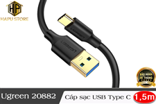 Cáp USB-C to USB 3.0 Ugreen 20883 dài 1,5m tốc độ cao chính hãng
