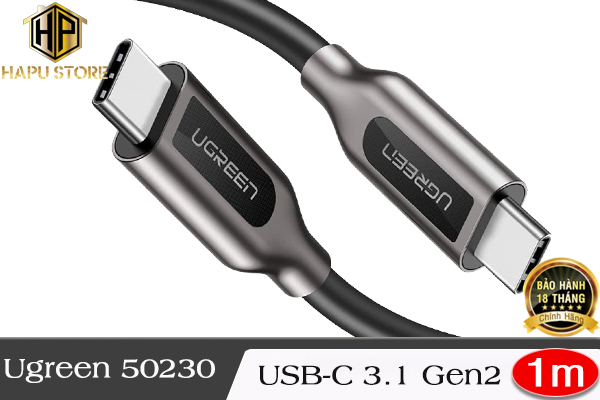 Cáp USB Type C Gen2 Ugreen 50230 dài 1m hỗ trợ 4K/60Hz chính hãng
