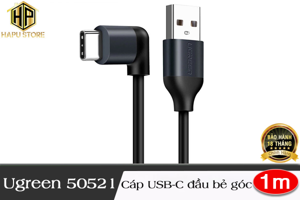 Cáp USB type C to USB 2.0 Ugreen 50521 dài 1m đầu bẻ góc 90 độ chính hãng