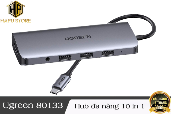 Hub USB Type C đa năng 10 in 1 Ugreen 80133 chính hãng
