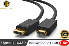 Ugreen 10239 - Cáp Displayport sang HDMI dài 1,5m hỗ trợ 4K/30Hz cao cấp