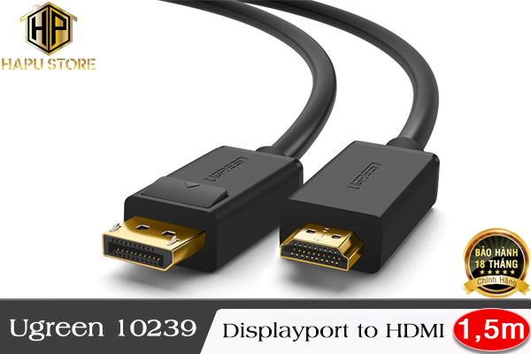 Ugreen 10239 - Cáp Displayport sang HDMI dài 1,5m hỗ trợ 4K/30Hz cao cấp