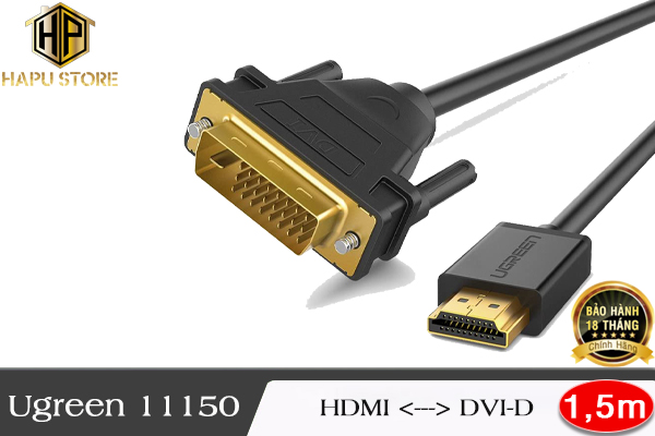 Ugreen 11150 - Cáp chuyển đổi HDMI sang DVI-D 24+1 dài 1,5m chính hãng