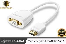 Ugreen 40252 - Cáp HDMI sang VGA không audio màu trắng chính hãng