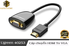 Ugreen 40253 - Cáp HDMI sang VGA không audio màu đen chính hãng