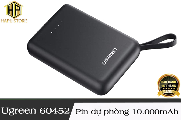 Ugreen 60452 - Pin sạc dự phòng 10.000 mAh hỗ trợ 2 cổng USB cao cấp