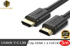 Unitek Y-C139U - Cáp HDMI dài 3m chuẩn 1.4 hỗ trợ Full HD chính hãng