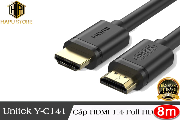 Unitek Y-C141 - Cáp HDMI dài 8m chuẩn 1.4 hỗ trợ Full HD chính hãng